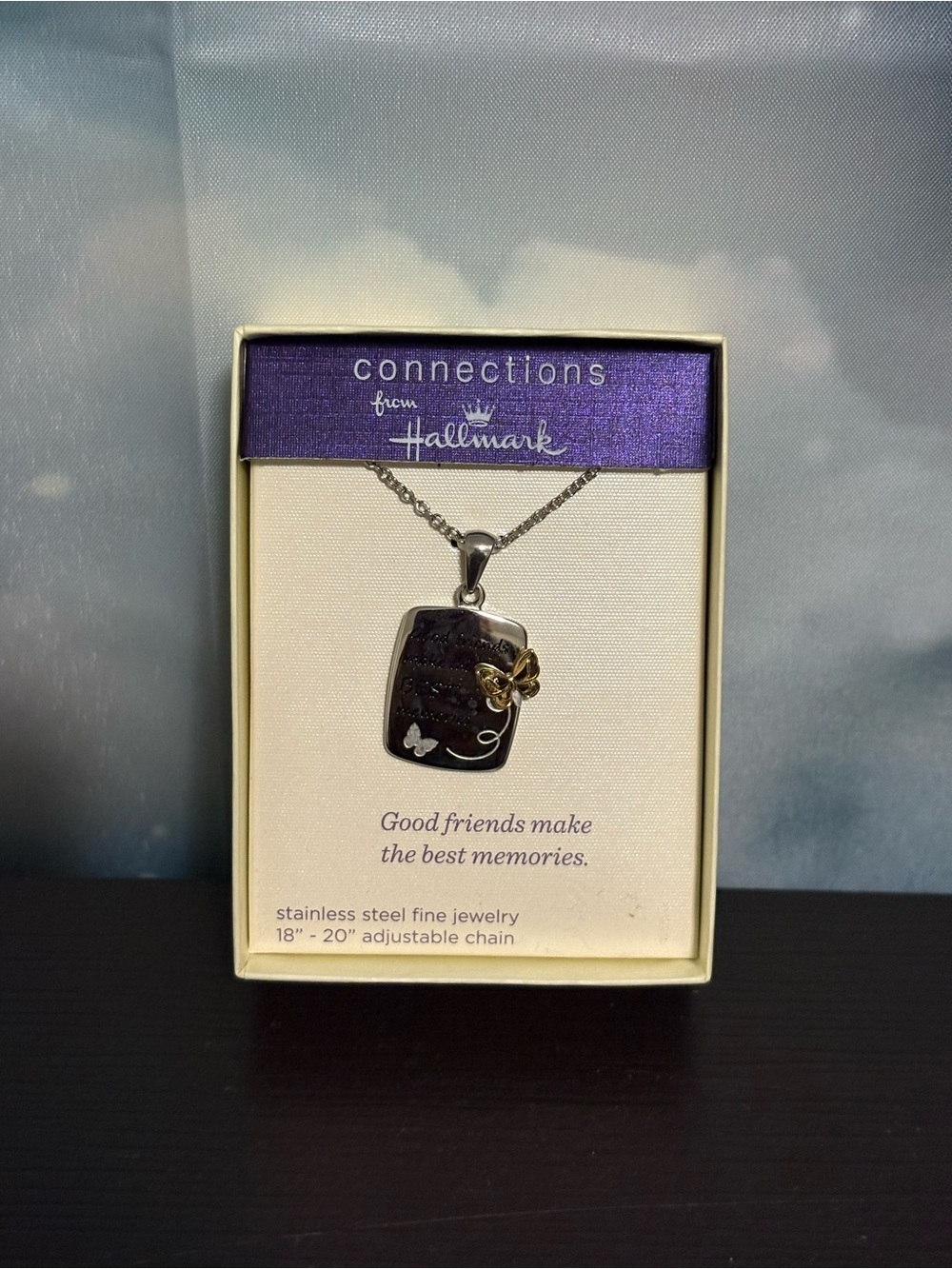 Connections from Hallmark Butterfly Pendant Necklace Stainless Steel   NIB